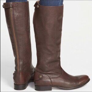 Frye Zip-Back Brown Leather Knee-High Boots